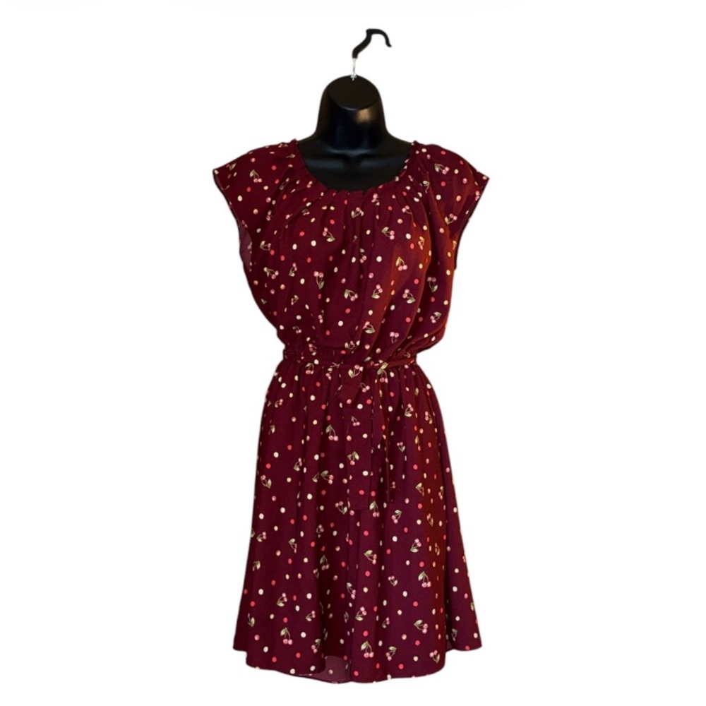 Lauren Conrad Cherry Print Polka Dot Dress